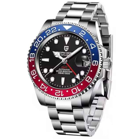 Ceasuri barbatesti - Ceas automatic GMT bărbați PAGANI DESIGN PD-1662, 40 mm, mecanism Pearl DG5833GMT, safir, oțel inoxidabil, 100M waterproof