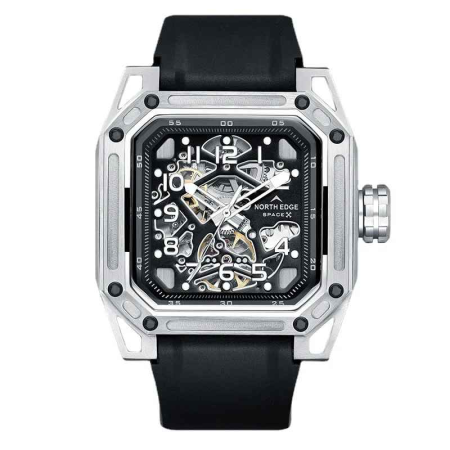 Ceasuri barbatesti - Ceas Automatic NORTH EDGE SPACE X, Seagull ST2551, Skeleton, Oțel 316L, 100M, 47mm
