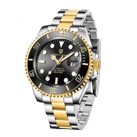 Ceasuri barbatesti - Ceas Automatic PAGANI DESIGN PD-1639 Gold Black, Seiko NH35, Safir, 100M, 42mm