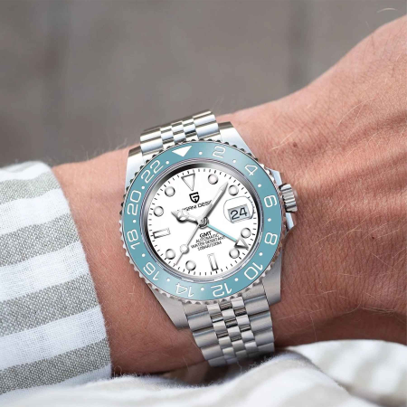 Ceas Automatic PAGANI DESIGN PD-1662 Pearl GMT Sky Blue, DG5833GMT, Safir, 100M, 40mm [5]