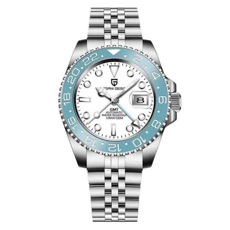 Ceasuri barbatesti - Ceas Automatic PAGANI DESIGN PD-1662 Pearl GMT Sky Blue, DG5833GMT, Safir, 100M, 40mm