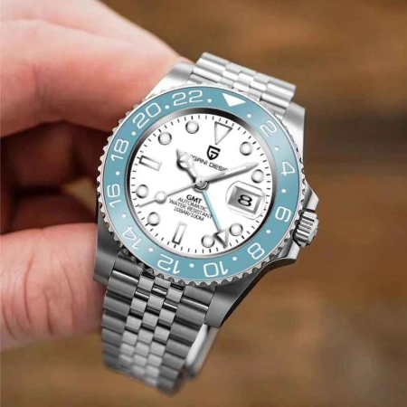 Ceas Automatic PAGANI DESIGN PD-1662 Pearl GMT Sky Blue, DG5833GMT, Safir, 100M, 40mm [1]