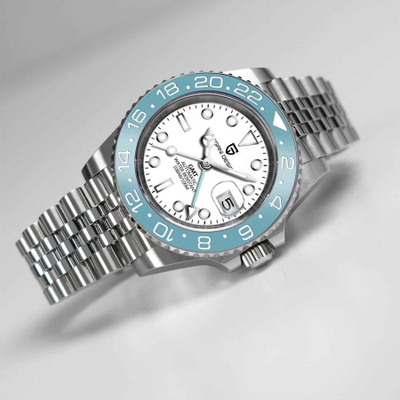 Ceas Automatic PAGANI DESIGN PD-1662 Pearl GMT Sky Blue, DG5833GMT, Safir, 100M, 40mm [4]