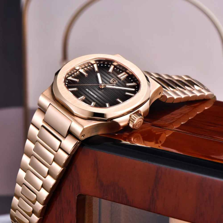 Ceas Automatic PAGANI DESIGN PD-1728 Rose Gold Black, Seagull ST16, Safir AR, 100M, 40mm [1]