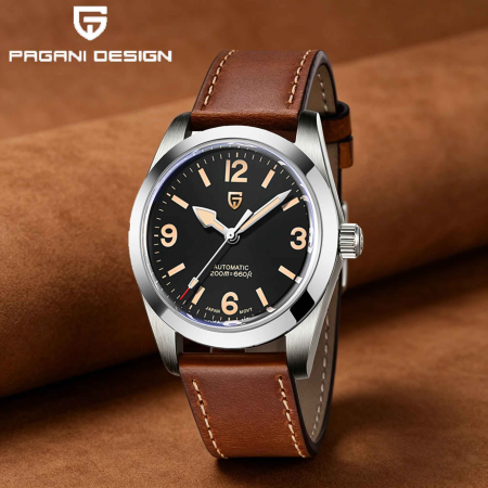 Ceas Automatic PAGANI DESIGN PD-1751 Black, Miyota 8215, Safir, Piele, 200M, 36mm [1]