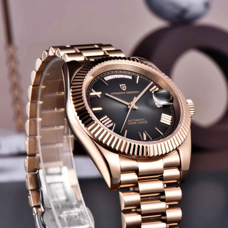 Ceas Automatic PAGANI DESIGN PD-1752 Full Rose Gold Black, Seagull ST16, Safir, 100M, 36mm [4]