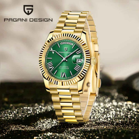 Ceas Automatic PAGANI DESIGN PD-1752 Gold Green Day-Date, Seagull ST16, Safir, 100M, 36mm [1]