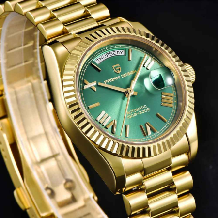Ceas Automatic PAGANI DESIGN PD-1752 Gold Green Day-Date, Seagull ST16, Safir, 100M, 36mm [3]