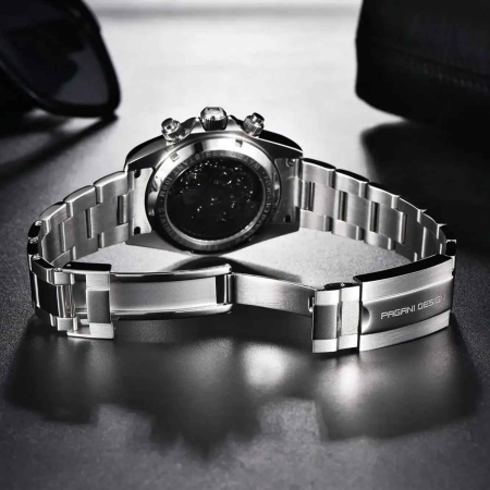 Ceas Automatic PAGANI DESIGN PD-1777 Silver Black Skeleton, HZ2196G, Safir, 100M, 40mm [1]