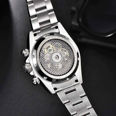 Ceas Automatic PAGANI DESIGN PD-1777 Silver Black Skeleton, HZ2196G, Safir, 100M, 40mm [5]