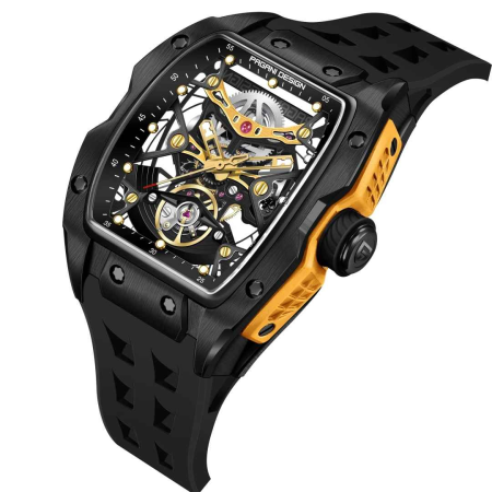 Ceas Automatic PAGANI DESIGN PD-YS018 Black Gold Skeleton, Safir, 42mm, 50M [2]