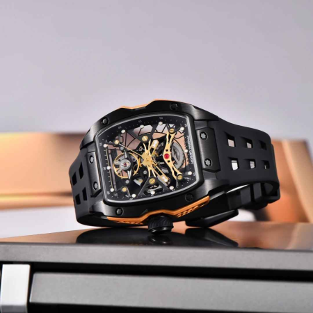 Ceas Automatic PAGANI DESIGN PD-YS018 Black Gold Skeleton, Safir, 42mm, 50M [5]