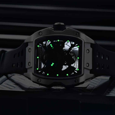 Ceas Automatic PAGANI DESIGN PD-YS018 Black Gold Skeleton, Safir, 42mm, 50M [3]
