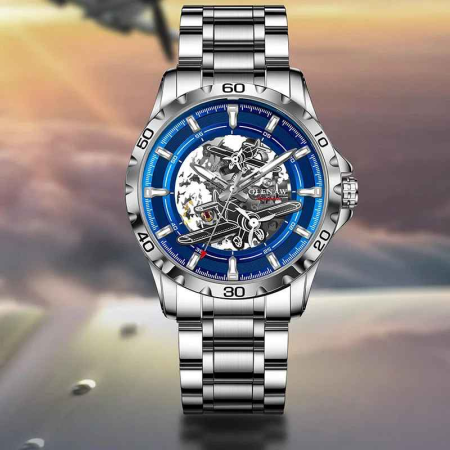 Ceas Automatic Skeleton Bărbați, Glenaw, Design Luxury din Oțel Inoxidabil, 43mm, Rezistent la Apă 3ATM, Curea Metalică [3]
