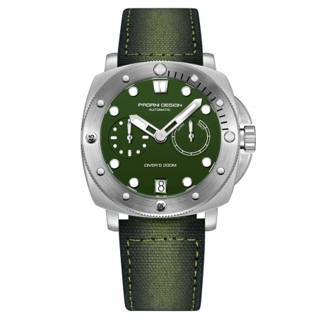 Modele noi - Ceas bărbătesc automat PAGANI DESIGN PD-1767, cadran verde, 41mm, safir sintetic, curea nylon verde
