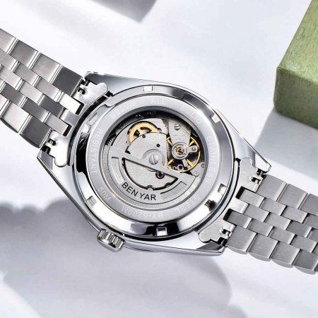 Ceas bărbătesc BENYAR BY-5209, mecanic automat, 40 mm, diver, rezistent la apă 5Bar, oțel inoxidabil [3]