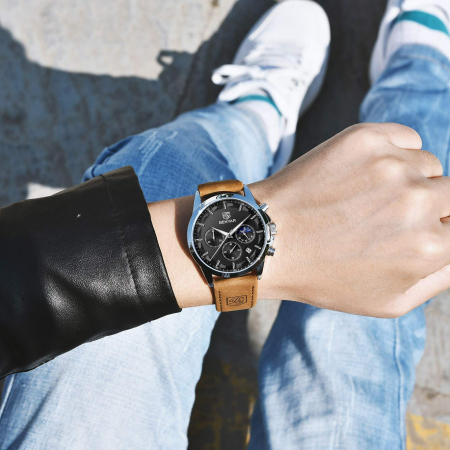 Ceas barbatesc Benyar Elegant Quartz Cronograf Casual Piele [2]