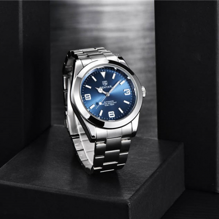 Ceas barbati Benyar Mecanic Automatic Analog Otel Business Argintiu Albastru [2]