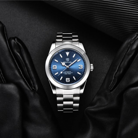 Ceas barbati Benyar Mecanic Automatic Analog Otel Business Argintiu Albastru [1]