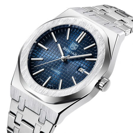 Ceas barbatesc Benyar Quartz Analog Luxury Elegant Casual Business Afisare data [7]