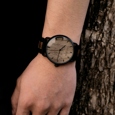 Ceas barbatesc Bobo Bird Analog Quartz Din lemn Casual Maro Negru [6]