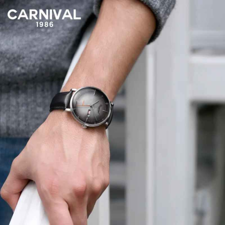 Ceas bărbătesc CARNIVAL C8894G-1  Automatic, mecanic, safir, curea piele [4]