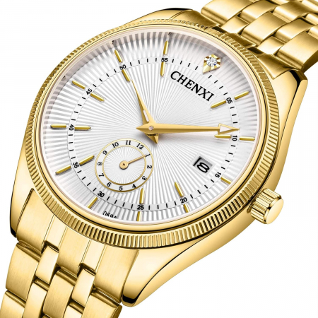 Ceas barbatesc Chenxi Casual Clasic Fashion Business Quartz Auriu [1]