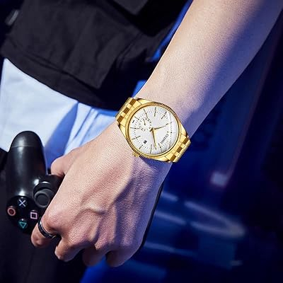 Ceas barbatesc Chenxi Casual Clasic Fashion Business Quartz Auriu [2]