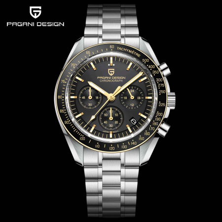 Ceas bărbătesc cronograf PD-1701 V2, mecanism Seiko VK63, 40mm, sticlă safir, oțel inoxidabil, rezistent 100M, design sport elegant [4]