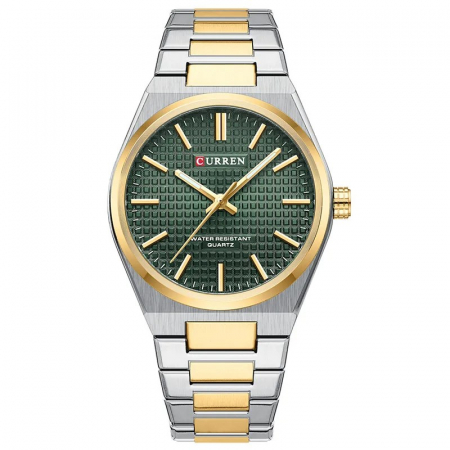 Ceasuri barbatesti - Ceas barbatesc Curren Casual Analog Quartz Business Fashion Indici luminosi Auriu/Verde