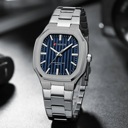 Ceas barbatesc Curren Casual Otel Argintiu Analog Quartz Indici luminosi [3]