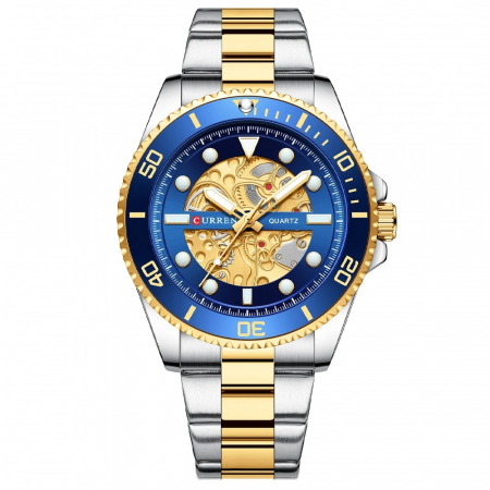 Ceasuri barbatesti - Ceas barbatesc Curren Elegant Casual Afisaj Business Analog Mecanism Quartz Argintiu/Albastru
