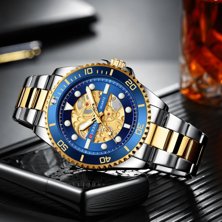 Ceas barbatesc Curren Elegant Casual Afisaj Business Analog Mecanism Quartz Argintiu/Albastru [5]