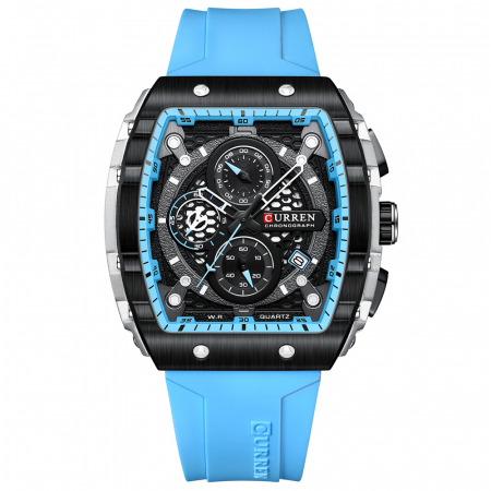 Ceas barbatesc Curren Sport Casual Quartz Analog Silicon Cronograf Rosu [0]