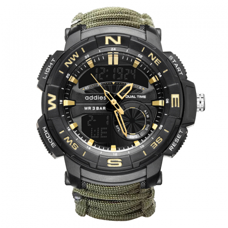 Ceasuri barbatesti - Ceas barbatesc de mana,  ADDIESDIVE, Stil Militar, Army, Cremene foc, Busola, Paracord, Fluier