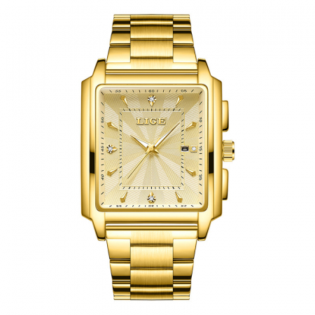 Modele noi - Ceas barbatesc, Lige, Analog, Quartz, Elegant, Casual, Business, Auriu