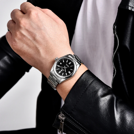 Ceas barbatesc de mana Benyar Mecanic Automatic Analog 10 ATM Argintiu Negru [3]