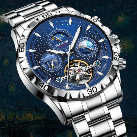 Ceas barbatesc de mana Glenaw Mecanism Full Automatic Multi Functional Tourbillon [2]