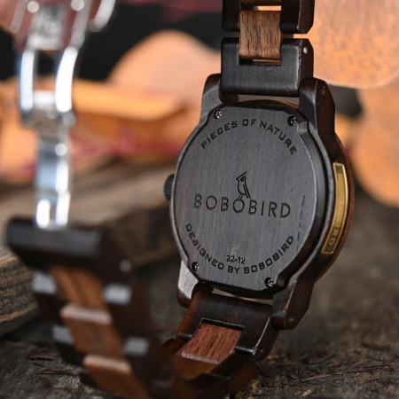Ceas barbatesc de mana Bobo Bird Quartz Analog Lemn Bambus Data Calendar [1]