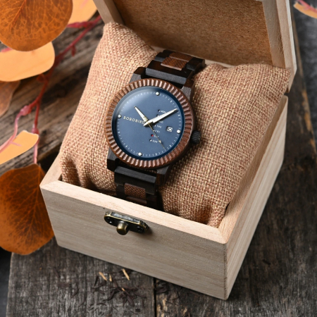 Ceas barbatesc de mana Bobo Bird Quartz Analog Lemn Bambus Data Calendar [4]
