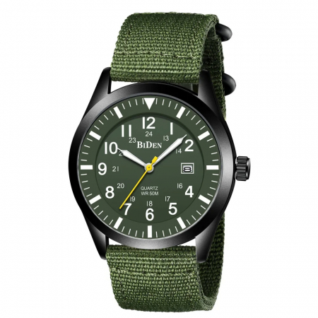 Modele noi - Ceas barbatesc de mana Biden Stil Militar Army Sport Nylon Verde