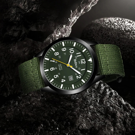 Ceas barbatesc de mana Biden Stil Militar Army Sport Nylon Verde [2]