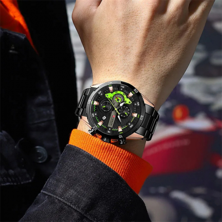 Ceas barbatesc de mana Curren Elegant Luxury Fashion Cronograf Quartz Data Analog Casual [7]