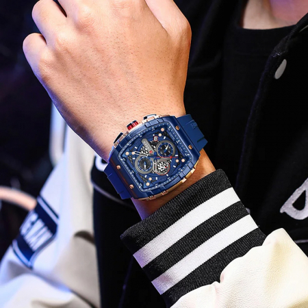 Ceas barbatesc de mana Curren Casual Cronograf Quartz Analog Fashion Albastru [4]