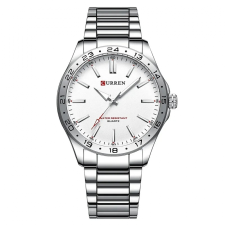 Modele noi - Ceas barbatesc de mana Curren Sport Quartz Fashion Simplu Argintiu Alb