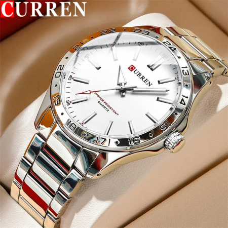 Ceas barbatesc de mana Curren Sport Quartz Fashion Simplu Argintiu Alb [1]