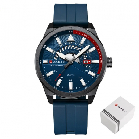 Ceas barbatesc de mana Curren Sport Quartz Cronometru Data Silicon Albastru [2]