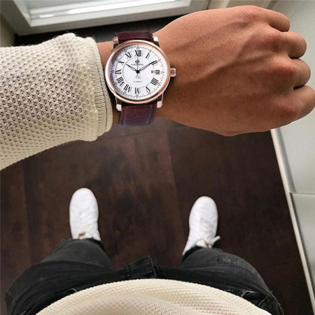 Ceas barbatesc de mana Forsining Mecanic Automatic Analog Clasic Elegant Luxury Business Retro Vintage Fashion Casual Maro Auriu [2]