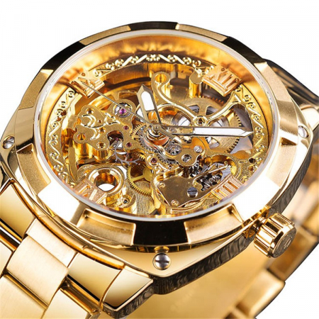 Ceasuri barbatesti - Ceas barbatesc de mana Forsining Mecanic Automatic Luxury Elegant Clasic Retro Fashion Auriu