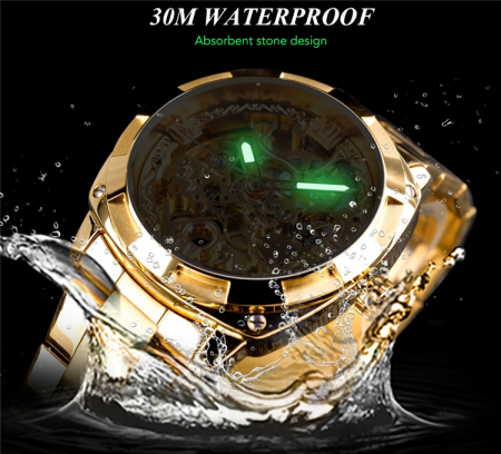 Ceas barbatesc de mana Forsining Mecanic Automatic Luxury Elegant Clasic Retro Fashion Auriu [3]
